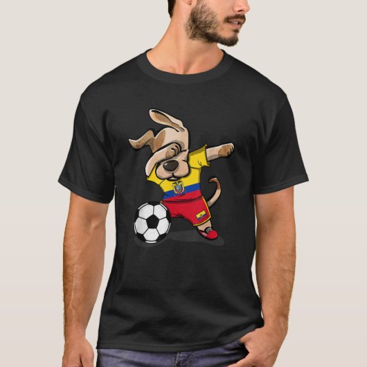 T-shirt Dabbing Dog Ecuador Soccer Ecuadorean Flag Footbal (Devant)