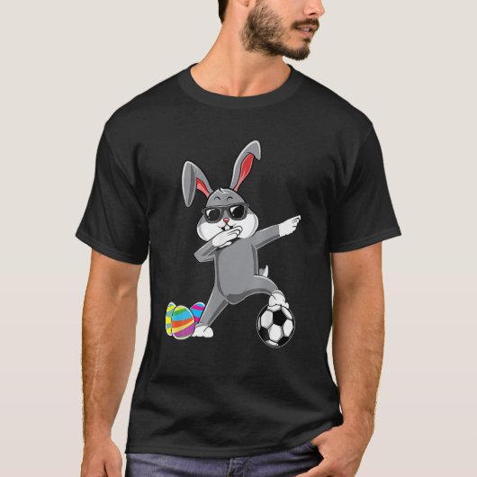 T-shirt Dabbing Easter Bunny Rabbit Dab Soccer Player Eggs (Devant)