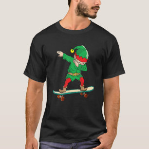 T-shirt Dabbing Elf Skateboard Kids Boys Skateboarder C