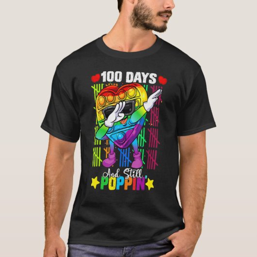 T-shirt Dabbing Fidget Toy 100 Days Of School Still Poppin (Devant)