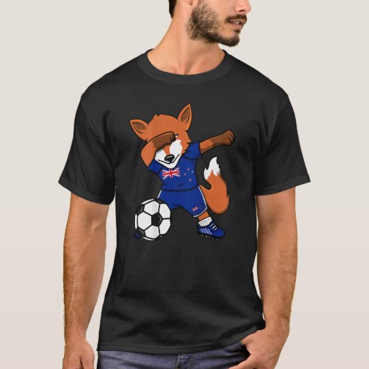 T-shirt Dabbing Fox New Zealand Soccer Fans Jersey Footbal (Devant)