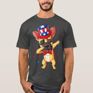 T-shirt Dabbing French Buldog 4 juillet pour hommes femmes