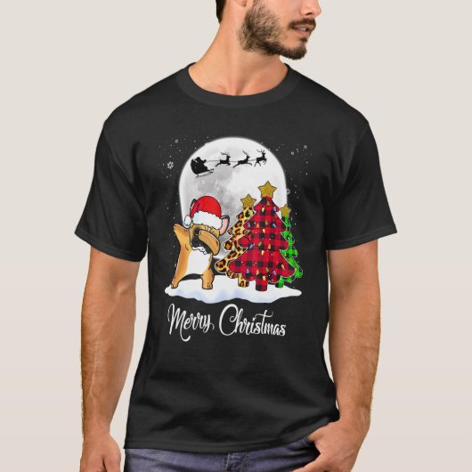 T-shirt Dabbing French Buldog Dab Chien Noël Arbre de Noël (Devant)