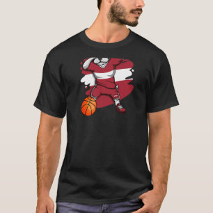T-shirt Dabbing French Buldog Lettonie Basketball Fan Jers