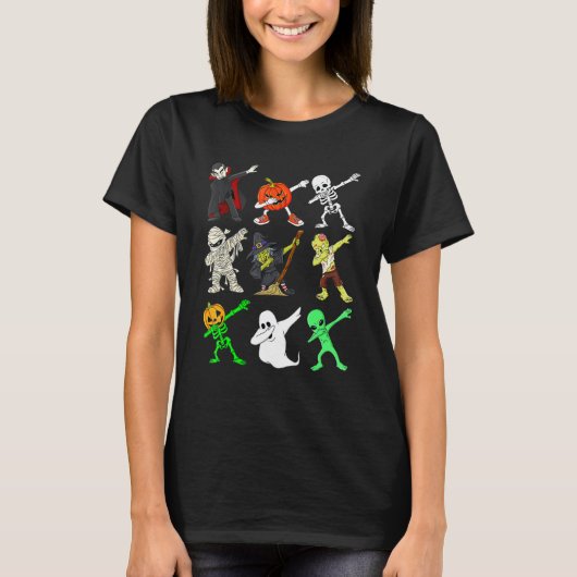 T-shirt Dabbing Funny Skeleton Zombie Vampire Ghost Danse (Devant)