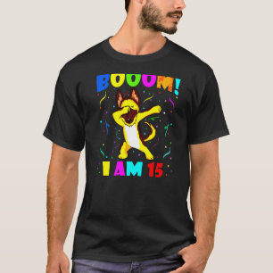 T-shirt Dabbing German Shepherd Boom I Am 15 Kids 15th Bi