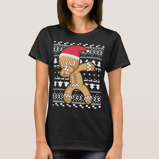 T-shirt Dabbing Gingerbread Man laide de Noël (Devant)