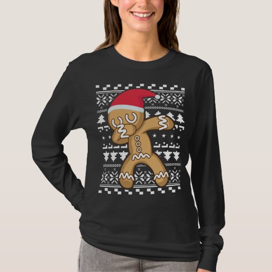 T-shirt Dabbing Gingerbread Man laide de Noël (Devant)