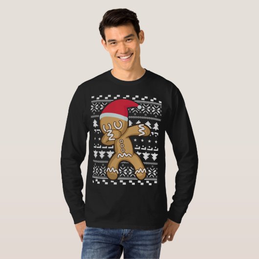 T-shirt Dabbing Gingerbread Man laide de Noël (Devant entier)