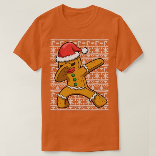 T-shirt Dabbing Gingerbread Man laide de Noël (Design devant)