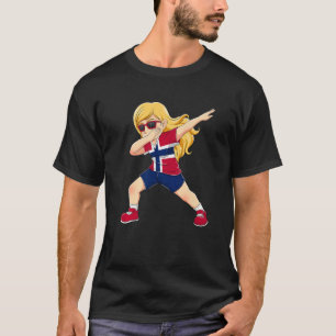 T-shirt Dabbing Girl Norvégiens Norvège Drapeau Enfants Da