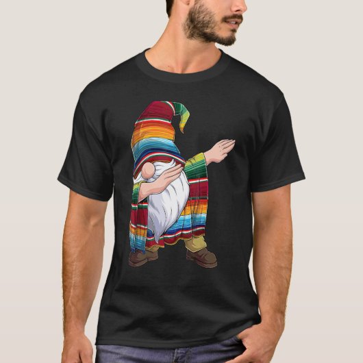T-shirt Dabbing Gnome Cinco De Mayo Poncho Serape Mexicain (Devant)