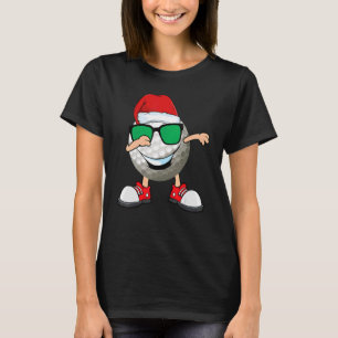 T-shirt Dabbing Golf Ball Chapeau de Père Noël Lunettes de