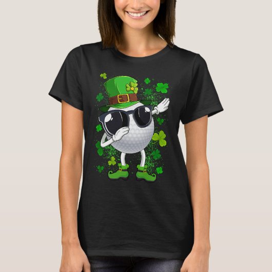 T-shirt Dabbing Golf Ball Leprechaun Saint Patrick's Day M (Devant)