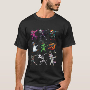 T-shirt Dabbing Halloween Squelette Clown Monster Scarecro
