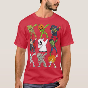 T-shirt Dabbing Halloween Squelette Zombie Citrouille effr