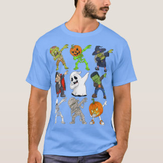 T-shirt Dabbing Halloween Zombie Skeleton Citrouille effra