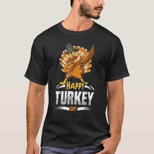 T-shirt Dabbing Happy Turkey Day Thanksgiving Celebration (Devant)