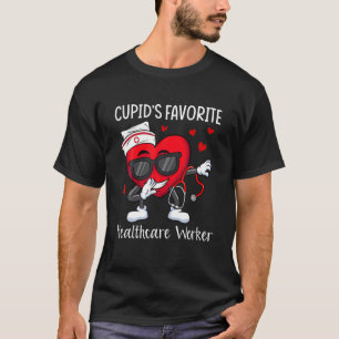T-shirt Dabbing Heart Cupid's Favorite Healthcare Worker V