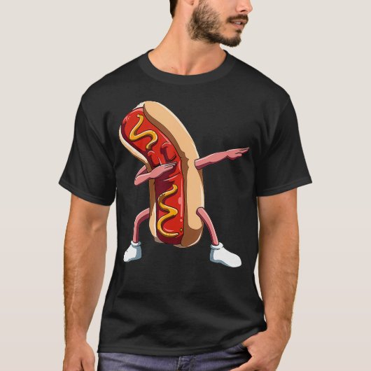 T-shirt Dabbing Hot Dog Dab Hot Amoureux de les chiens Nat (Devant)