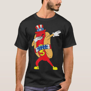 T-shirt Dabbing Hotdog 4 juillet Funny Patriotique