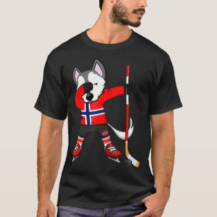 T-shirt Dabbing Husky Norvège Ventilateurs de hockey sur
