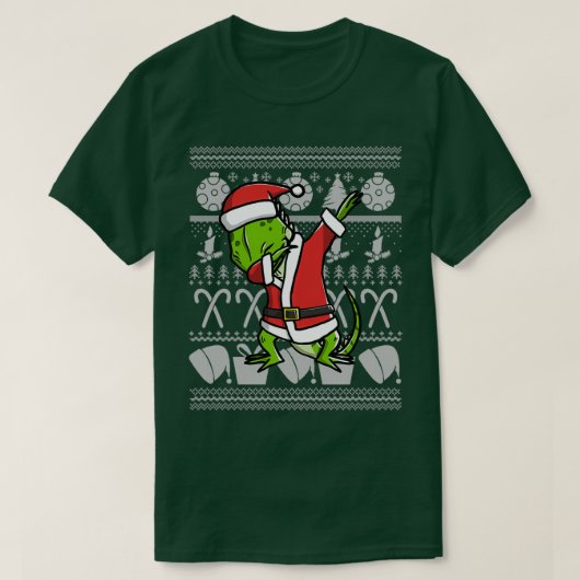 T-shirt Dabbing Iguana Ugly Sweater Graphic (Design devant)