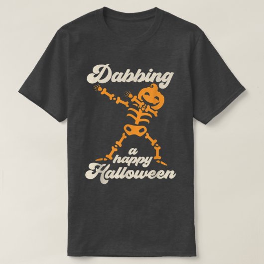 T-shirt Dabbing Jack-o'-lantern Skeleton (Design devant)
