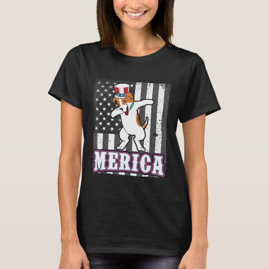 T-shirt Dabbing Jack Russell Terrier Dog Dab Merica 4e (Devant)