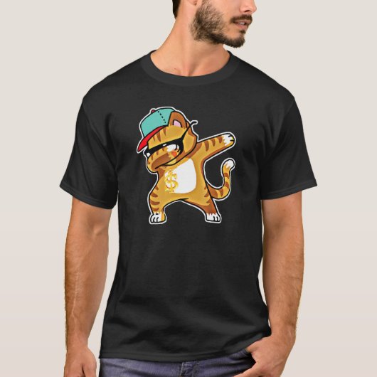 T-shirt Dabbing Kitty Hiphop Sunglass Chat Propriétaire Fu (Devant)