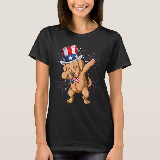 T-shirt Dabbing Labrador Lab Chien Oncle Sam Usa Indicateu (Devant)