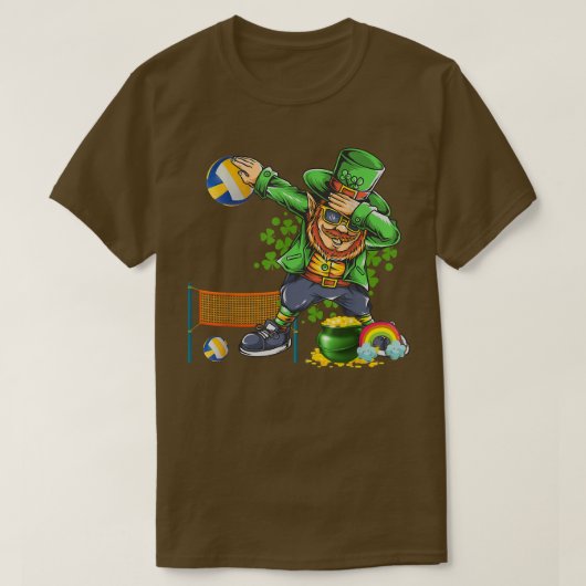 T-shirt Dabbing Leprechaun Jouer au volleyball Patrick Day (Design devant)