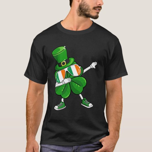 T-shirt Dabbing Leprechaun Shamrock St Patrick s Day Boys (Devant)