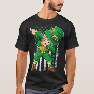 T-shirt Dabbing Leprechaun Shirt drapeau irlandais américa