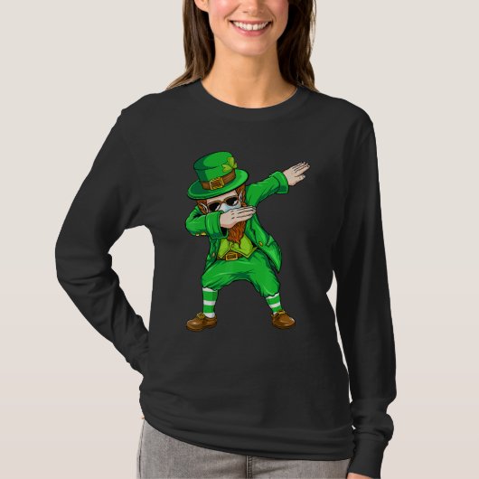 T-shirt Dabbing Leprechaun Visage Masque St Patrick's Day  (Devant)