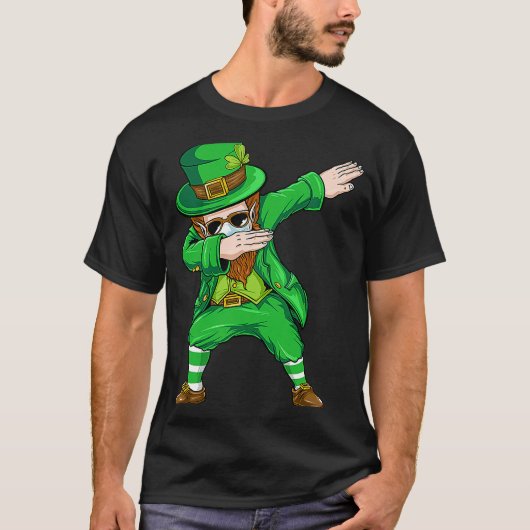 T-shirt Dabbing leprechaun Visage Masque St Patrick's Day (Devant)