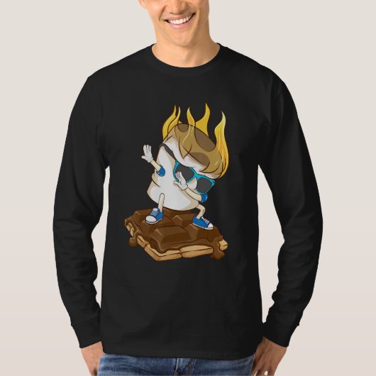 T-shirt Dabbing Marshmallow Smores Cool Camping Danse (Devant)