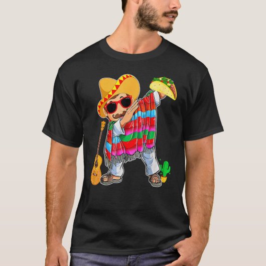 T-shirt Dabbing Mexicain Poncho Cinco de Mayo Hommes Sombr (Devant)