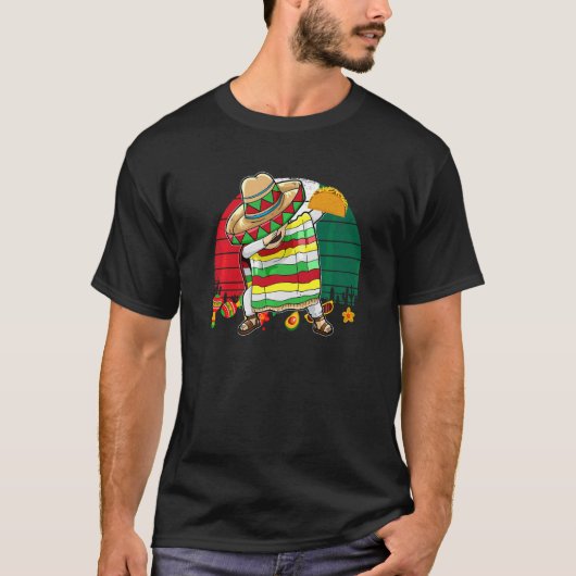 T-shirt Dabbing Mexican Poncho Cinco De Mayo (Devant)