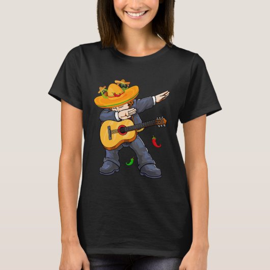 T-shirt Dabbing Mexico Mariachi & Guitar Cinco De Mayo Boy (Devant)
