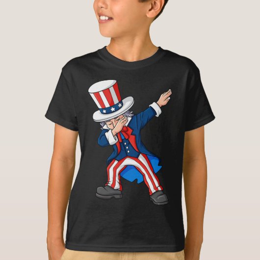 T-shirt Dabbing Oncle Sam 4 juillet Dab Garçons Filles Enf (Devant)