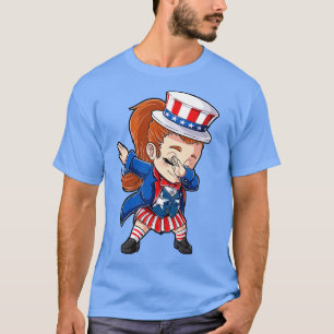 T-shirt Dabbing Oncle Sam fille 4 juillet filles gosses gi