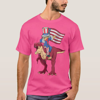 T-shirt Dabbing Oncle Sam Riding Amerisaurus T Rex 4E De