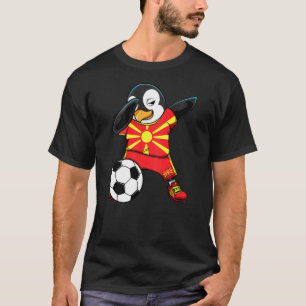 T-shirt Dabbing Penguin Macédoine Soccer Fans Jersey Footb
