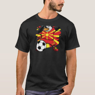 T-shirt Dabbing Penguin Macédoine Soccer Fans Jersey Footb