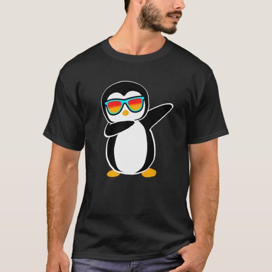 T-shirt Dabbing Penguin mignon animal fête d'anniversaire (Devant)