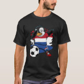 T-shirt Dabbing Penguin Pays-Bas Soccer Fan Jersey Pied (Devant)