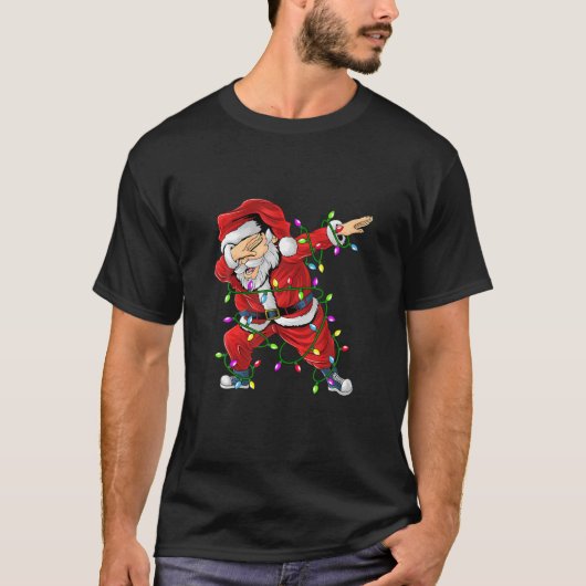 T-shirt Dabbing Père Noël Arbre de Noël Lumières Enfants G (Devant)
