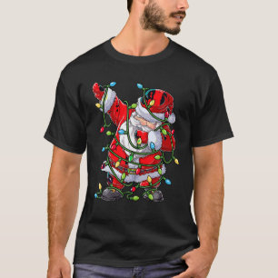 T-shirt Dabbing Père Noël Christmas Tree Lumières Noël Cad