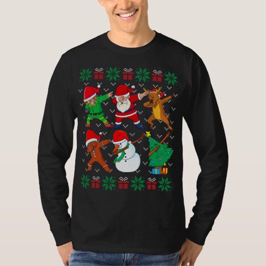 T-shirt Dabbing Père Noël Elf Amis Douille moche Xmas (Devant)